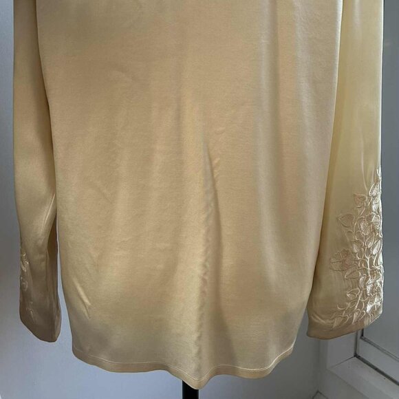 Vintage Bob Mackie Pure Silk Warm Champagne Embroidered Buttoned Blouse – US 10 - Picture 5 of 11